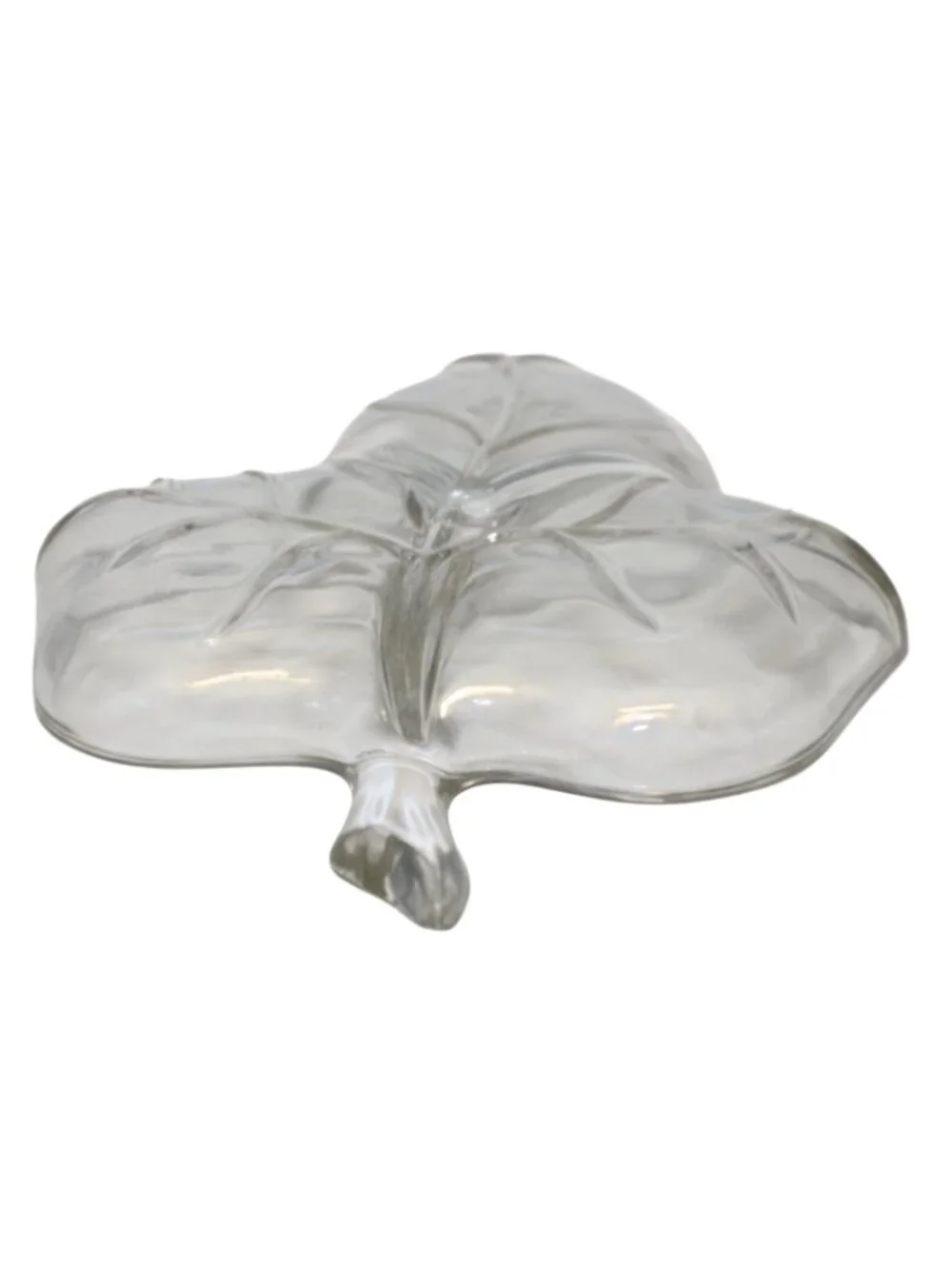 Leaf-Shaped Clear Glass Divided Serving Dish Decorative Plate 8x7